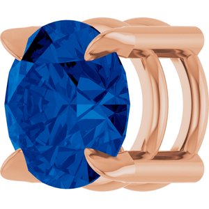 14K Rose 6 mm Lab-Grown Blue Sapphire Pendant