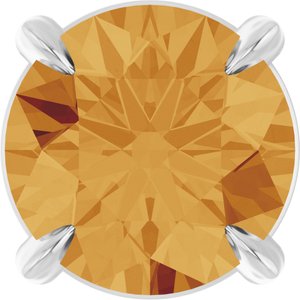 14K White 6 mm Natural Citrine Pendant