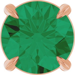 14K Rose 6 mm Lab-Grown Emerald Pendant