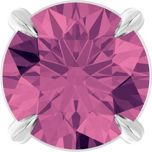 14K White 6 mm Natural Pink Tourmaline Pendant