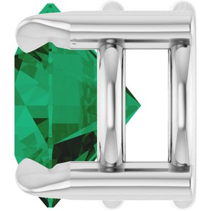 14K White 6 mm Lab-Grown Emerald Pendant