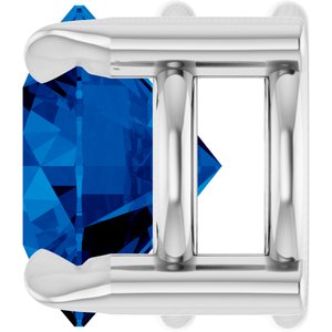 14K White 6 mm Natural Blue Sapphire Pendant
