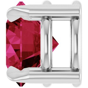 14K White 6 mm Lab-Grown Ruby Pendant