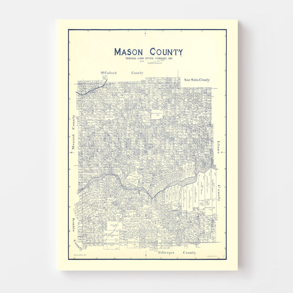 Vintage Map of Mason County, Texas 1921