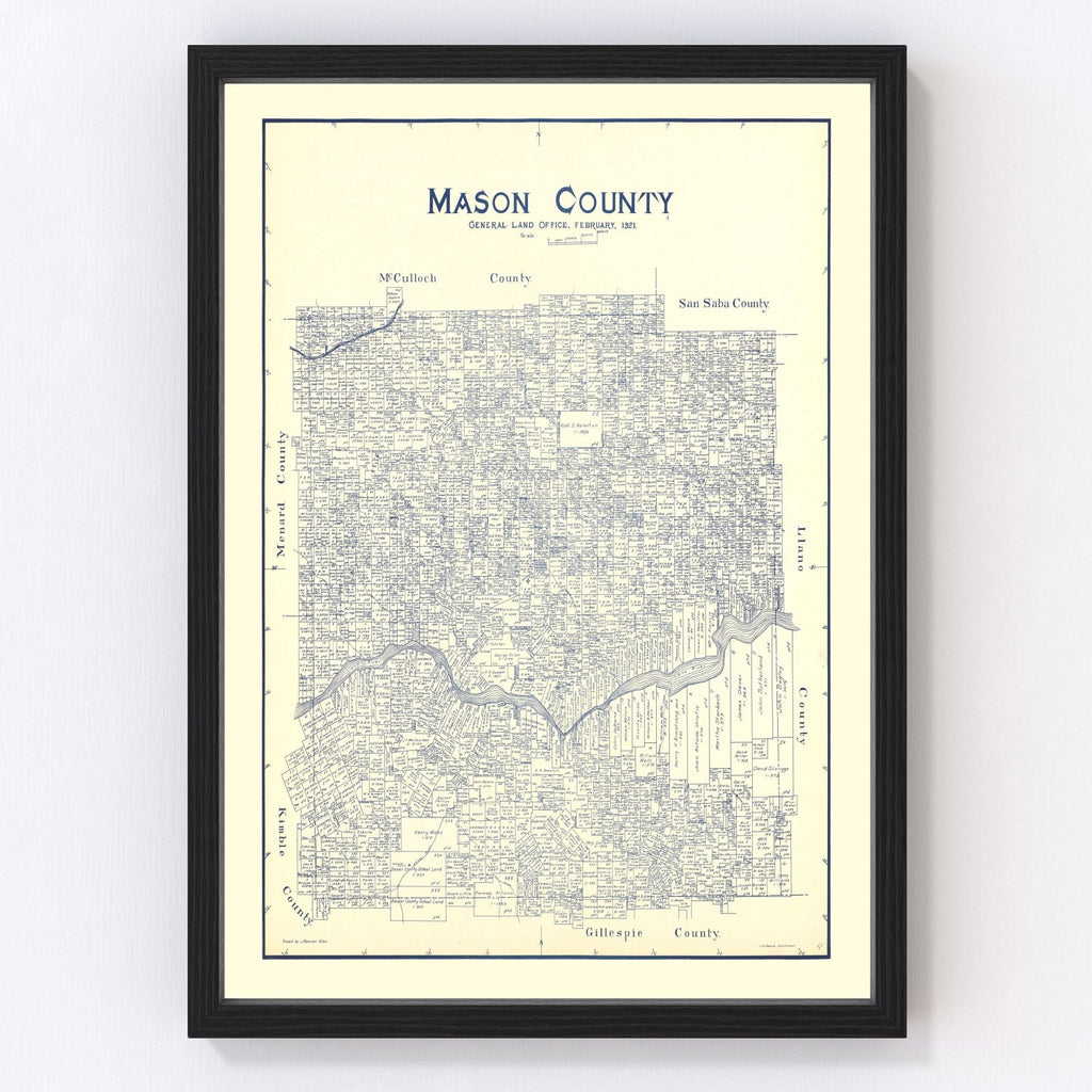 Vintage Map of Mason County, Texas 1921
