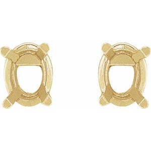 10K Yellow Gold 6x4 mm Oval 4-Prong Lightweight Earring Mounting – image 2
