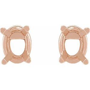 14K Rose Gold 7x5 mm Oval 4-Prong Lightweight Earring Mounting – image 2