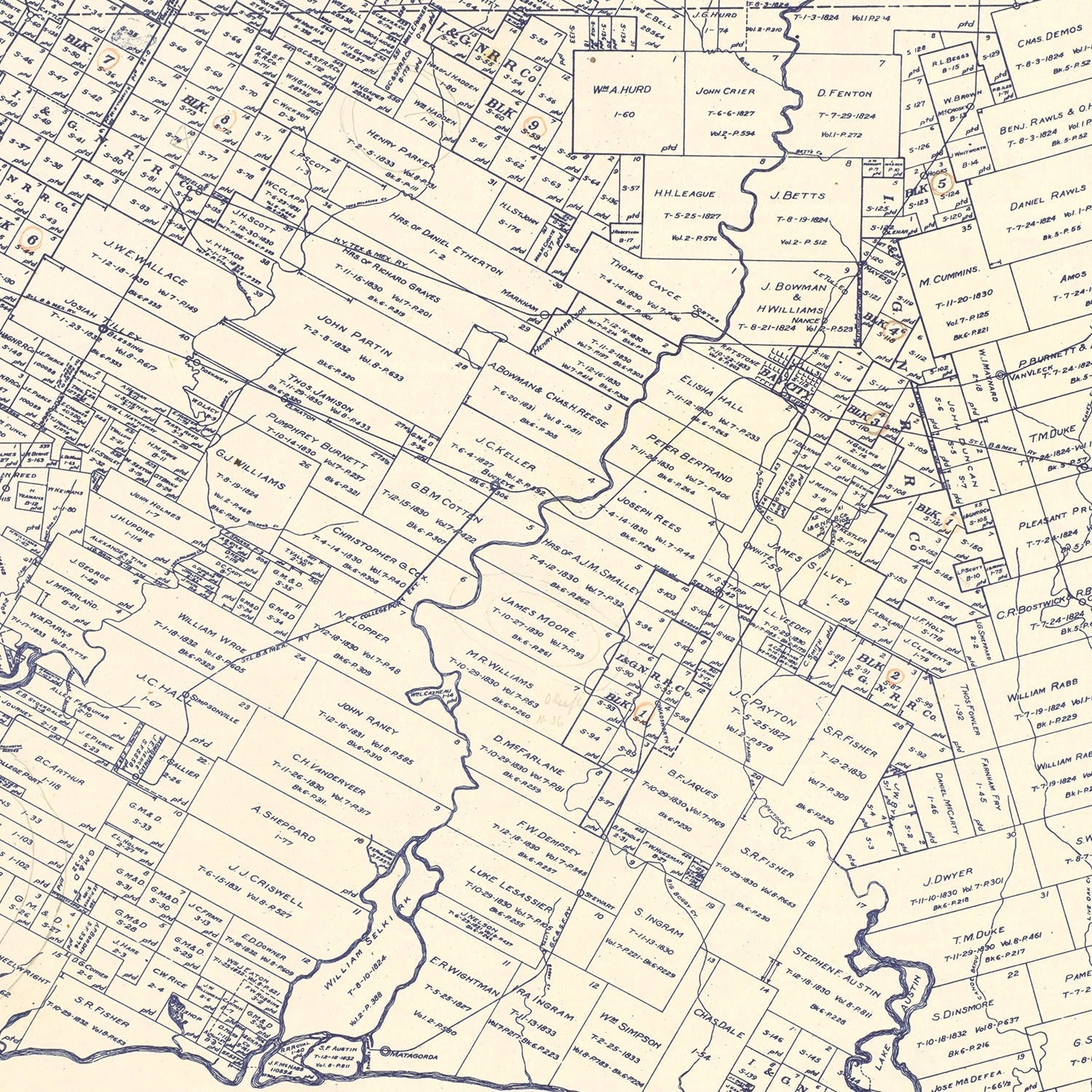 Vintage Map of Matagorda County, Texas 1920
