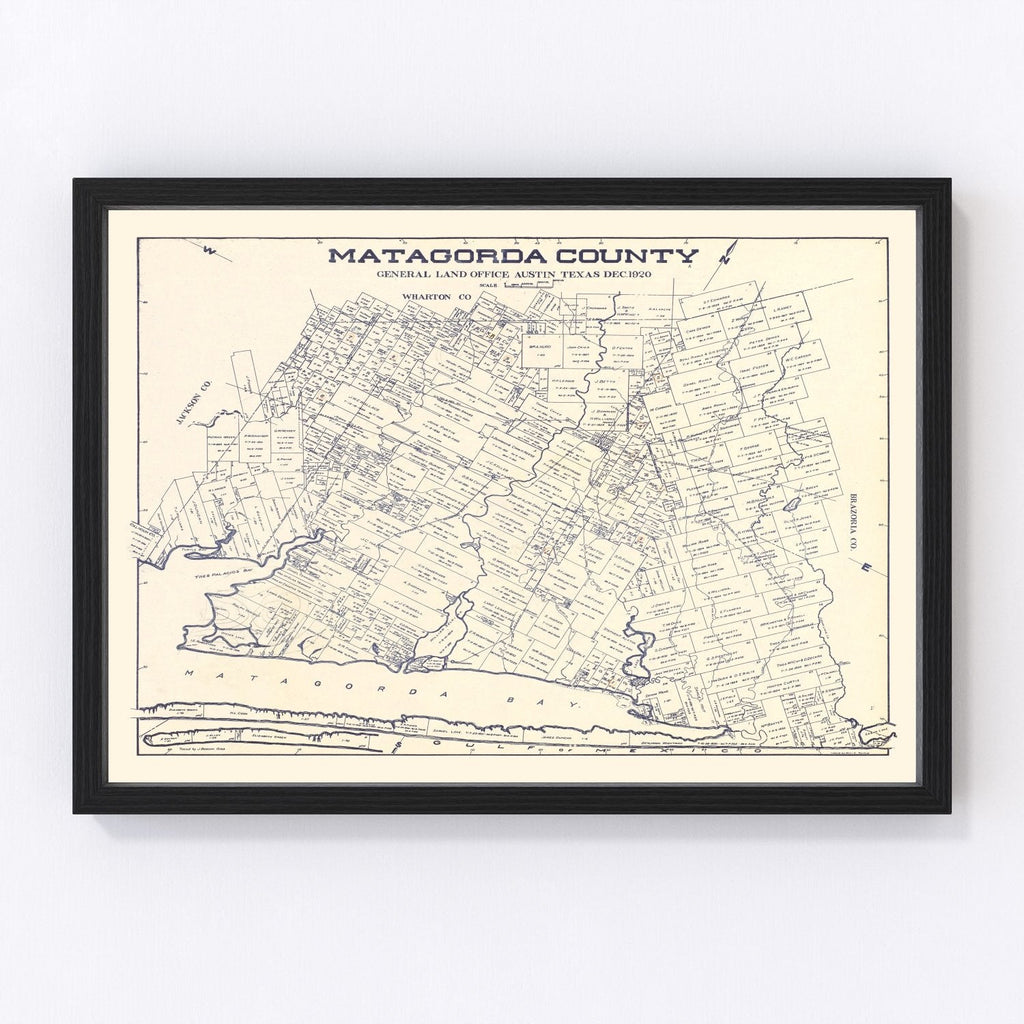 Vintage Map of Matagorda County, Texas 1920