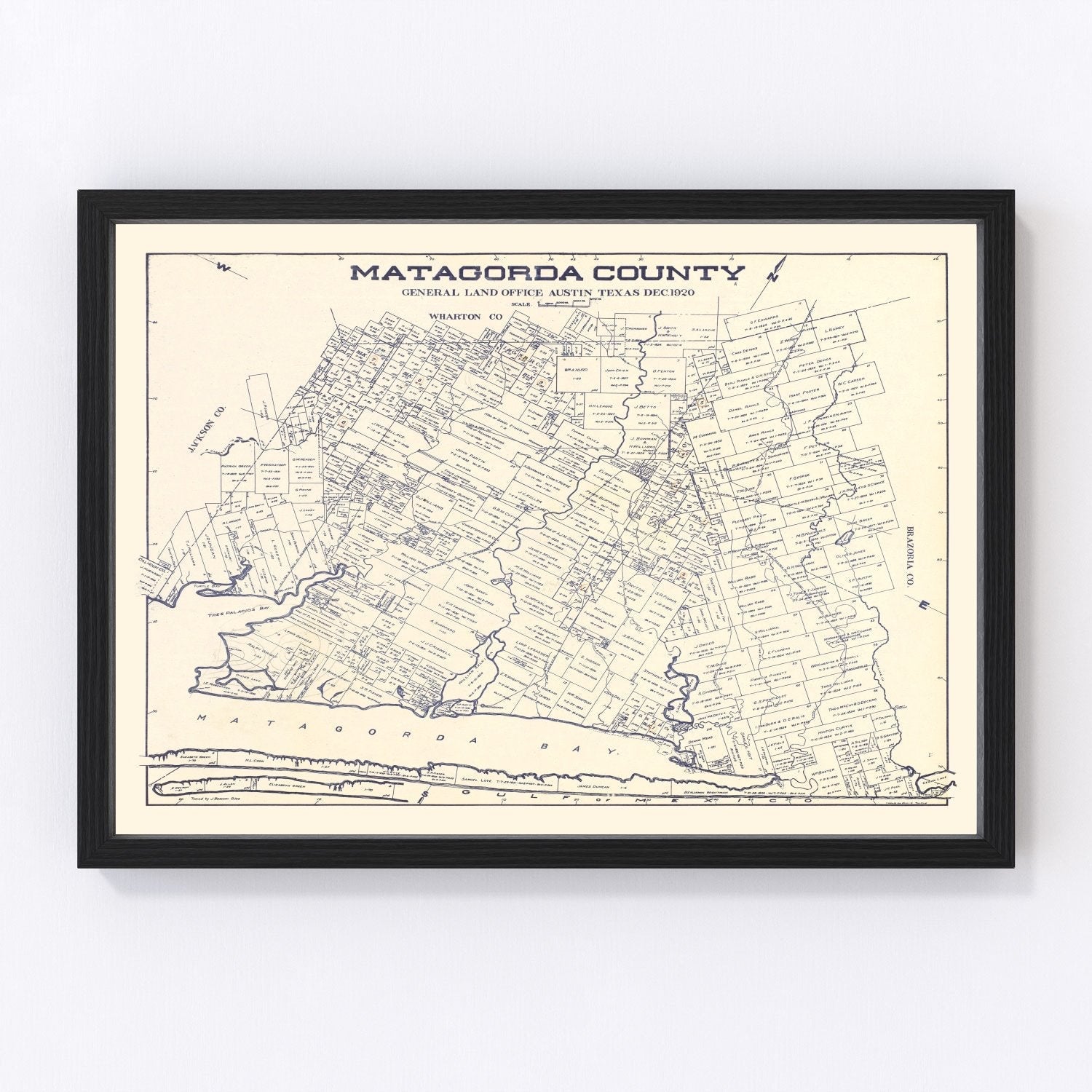 Vintage Map of Matagorda County, Texas 1920