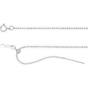 14K White 1 mm Adjustable Threader Bead 16-22" Chain