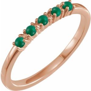 14K Rose Gold Natural Emerald Cabochon Stackable Ring
