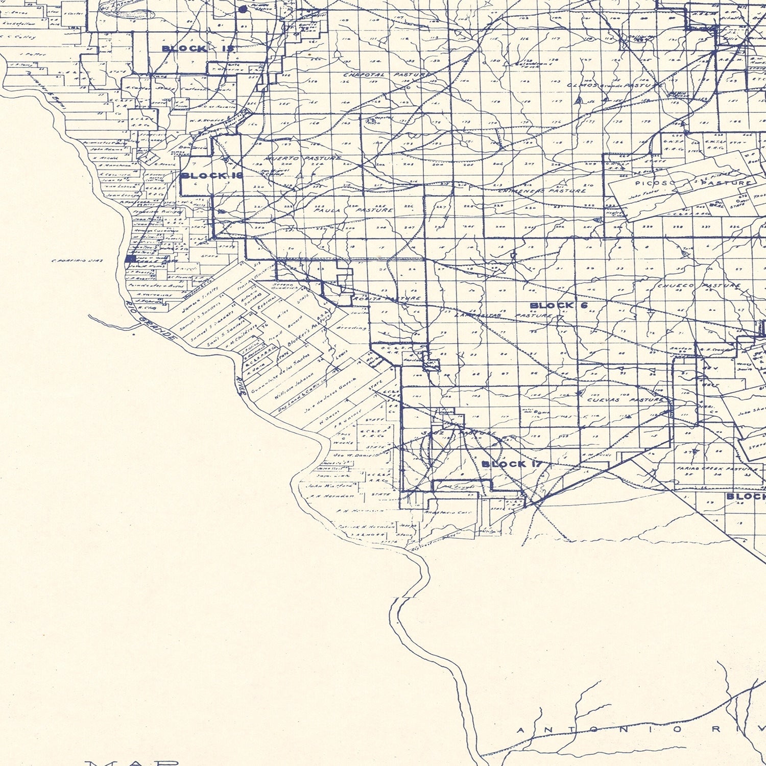 Vintage Map of Maverick County, Texas 1927
