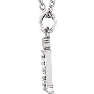 14K White Gold .02 CTW Natural Diamond Lowercase Initial I 16" Necklace