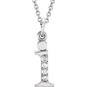 14K White Gold .02 CTW Natural Diamond Lowercase Initial I 16" Necklace