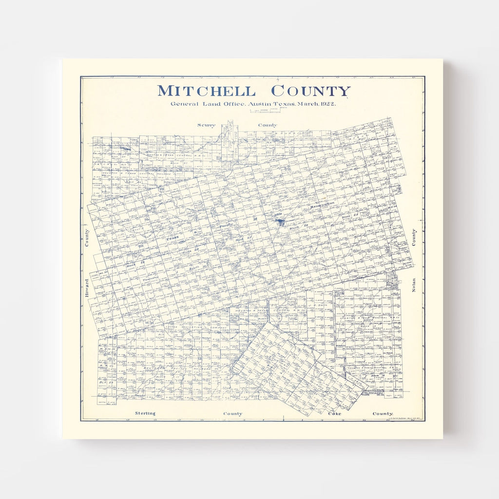 Vintage Map of Mitchell County, Texas 1922