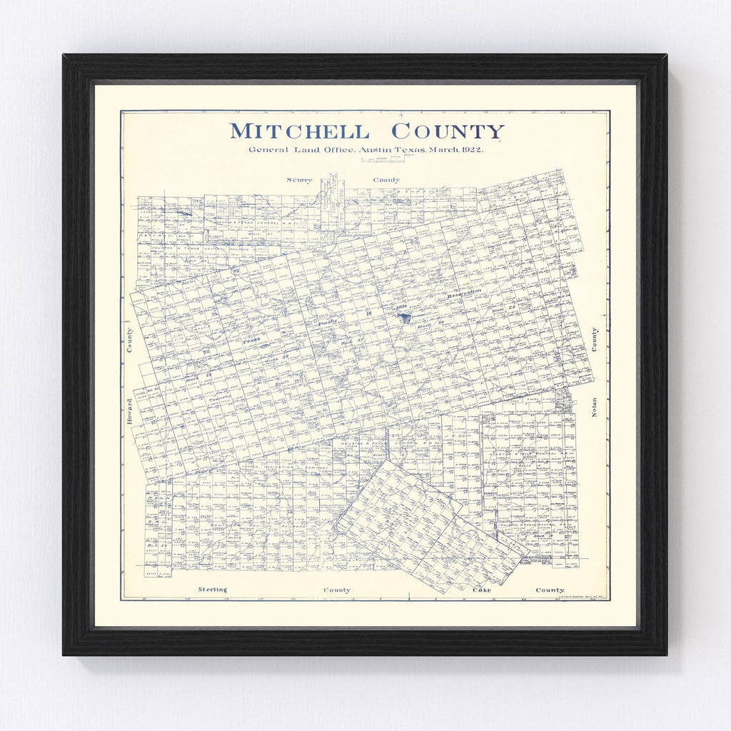 Vintage Map of Mitchell County, Texas 1922