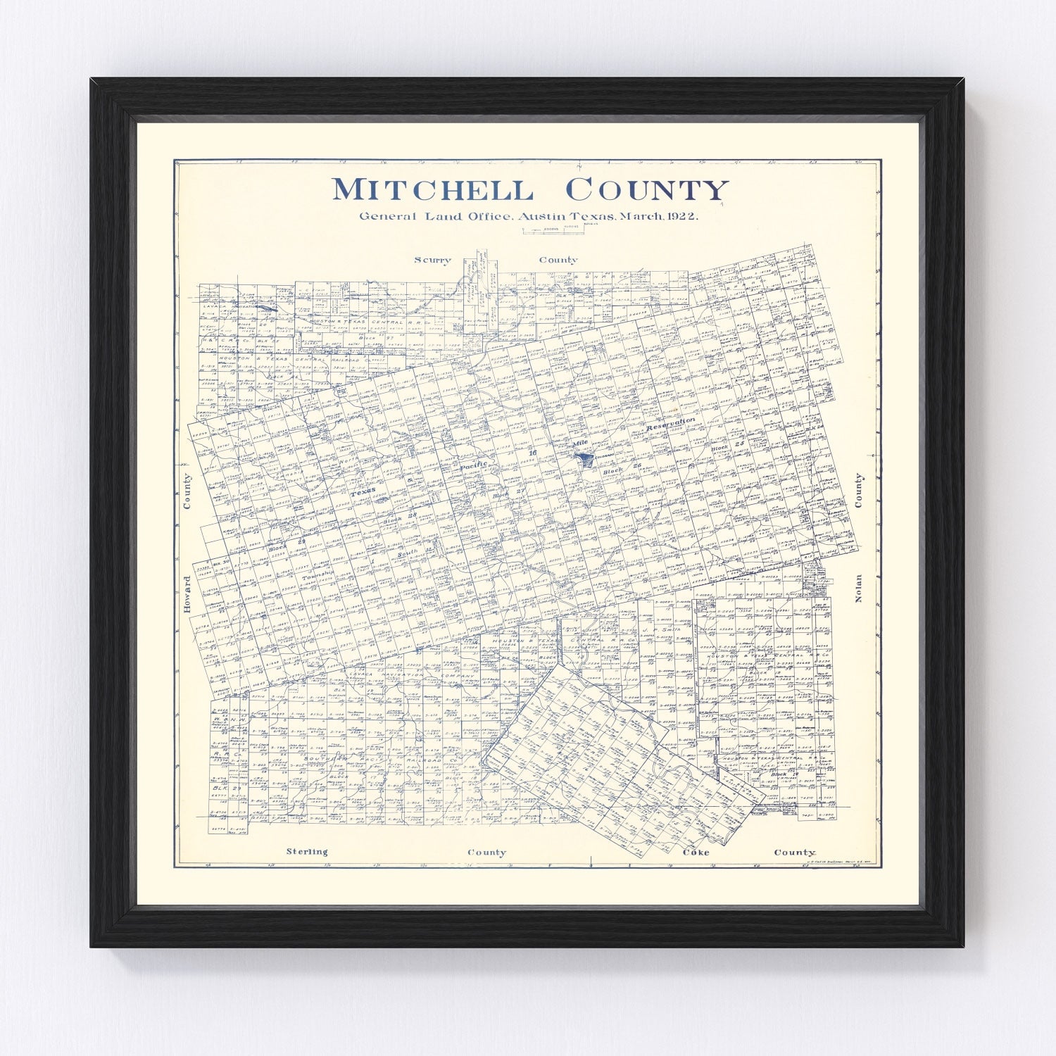 Vintage Map of Mitchell County, Texas 1922