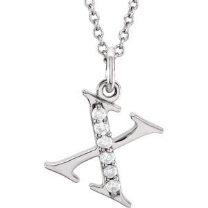 14K White Gold .03 CTW Natural Diamond Lowercase Initial X 16" Necklace
