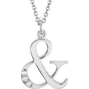 14K White Gold .02 CTW Natural Diamond Lowercase Ampersand 16" Necklace