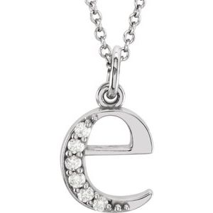 14K White Gold .03 CTW Natural Diamond Lowercase Initial E 16" Necklace