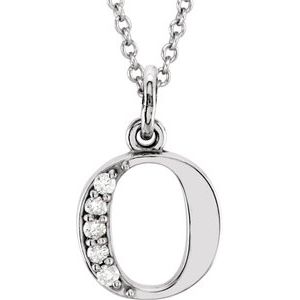 14K White Gold .02 CTW Natural Diamond Lowercase Initial O 16" Necklace