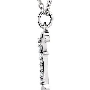 14K White Gold .03 CTW Natural Diamond Lowercase Initial F 16" Necklace