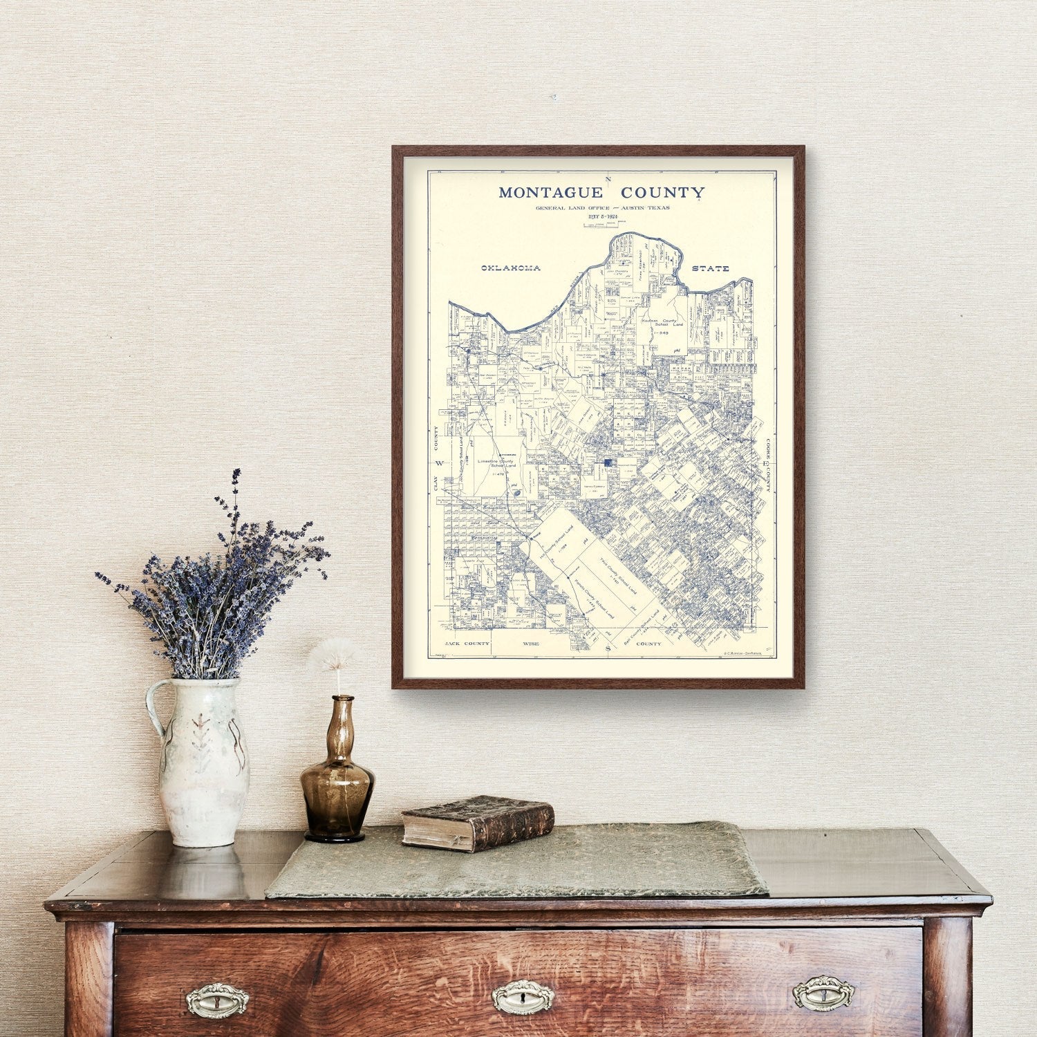 Vintage Map of Montague County, Texas 1924