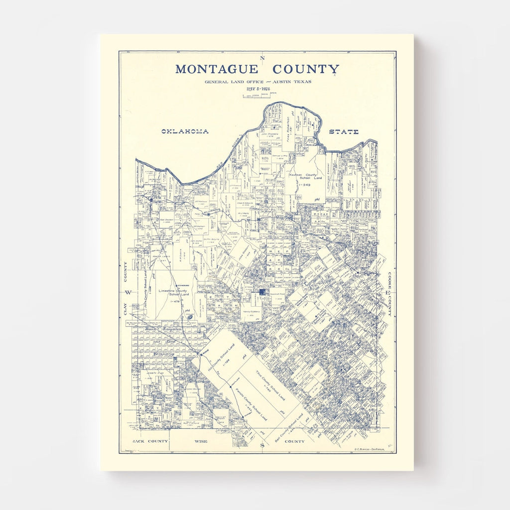 Vintage Map of Montague County, Texas 1924