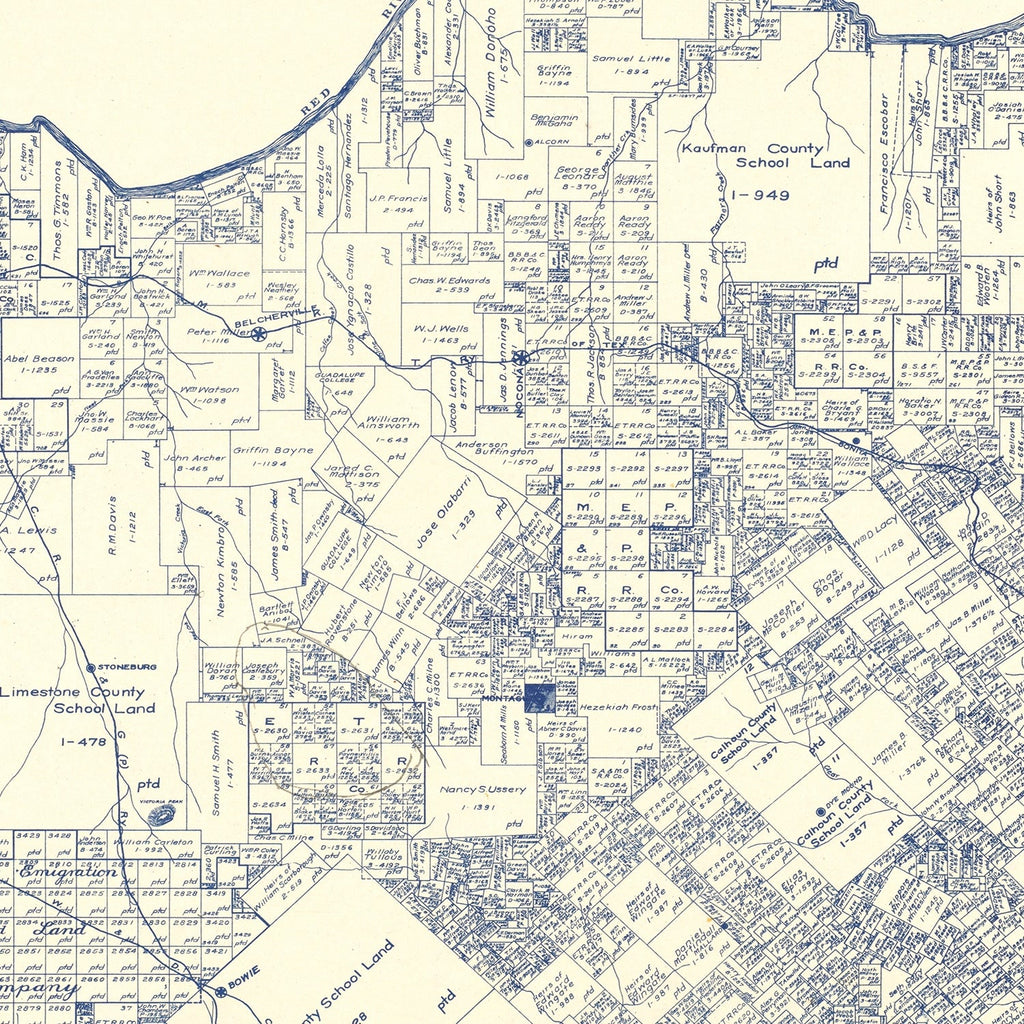Vintage Map of Montague County, Texas 1924