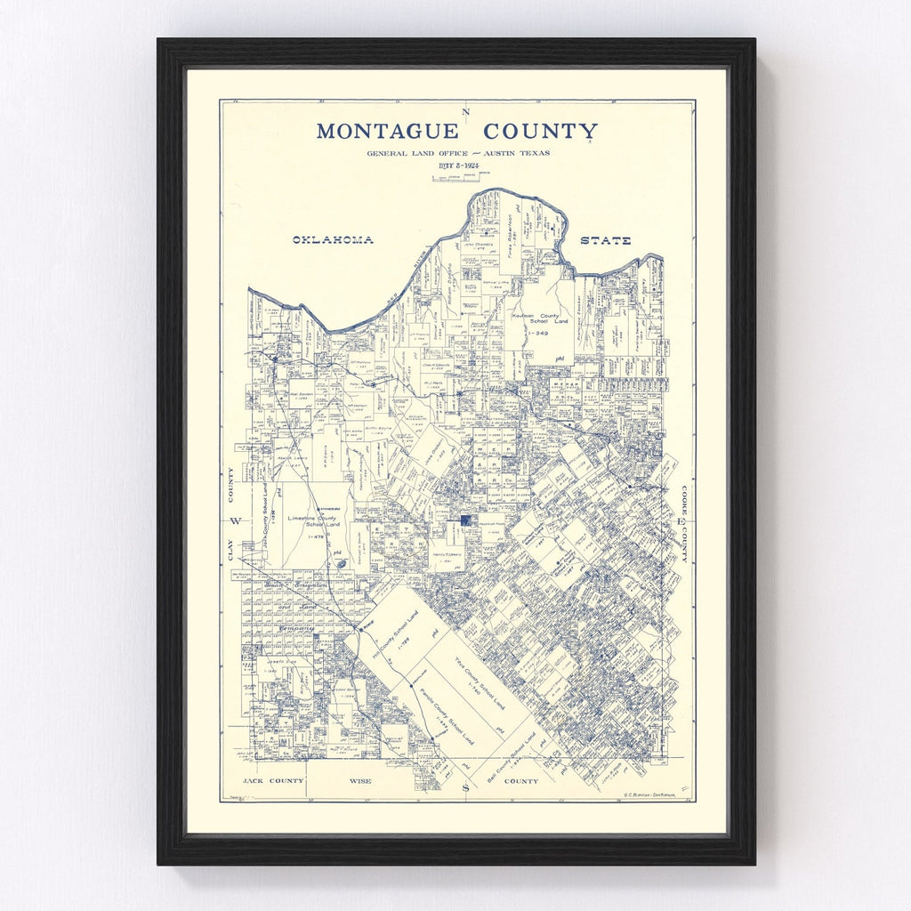 Vintage Map of Montague County, Texas 1924