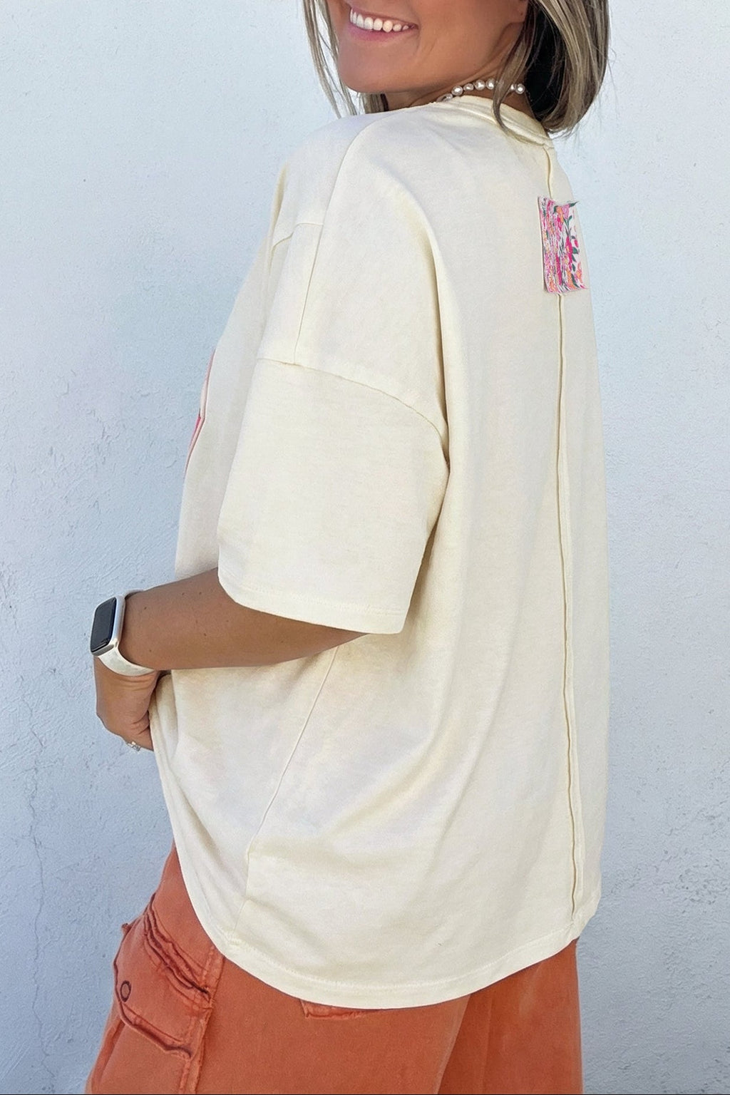 Floral Patchwork Raw Seam Oversize Tee