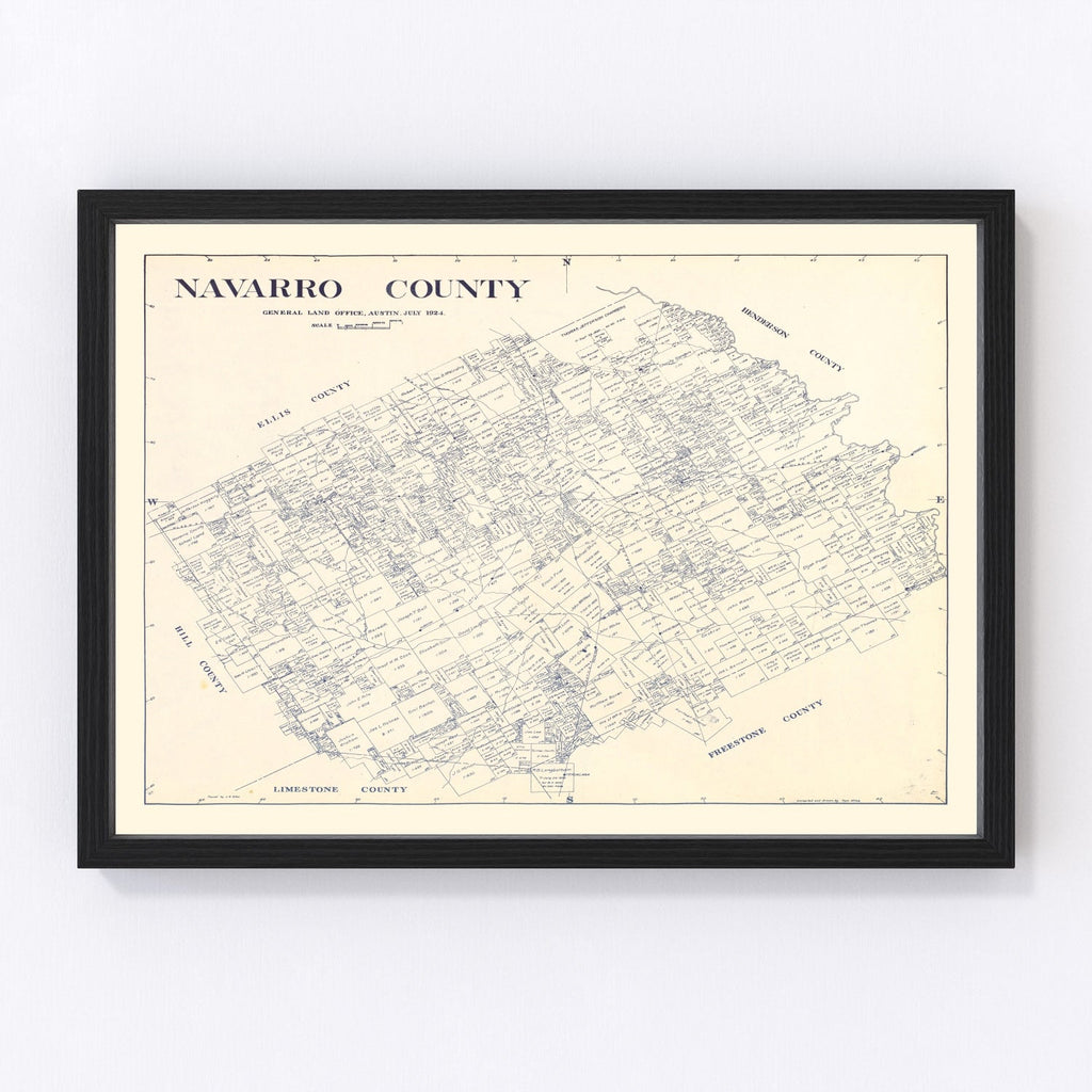 Vintage Map of Navarro County, Texas 1924
