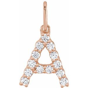 14K Rose Gold 1/5 CTW Lab-Grown Diamond Initial A Pendant