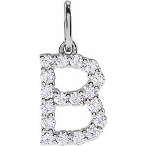 14K White Gold 1/4 CTW Lab-Grown Diamond Initial B Pendant