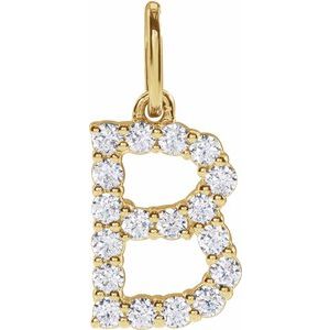 14K Yellow Gold 1/4 CTW Lab-Grown Diamond Initial B Pendant