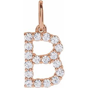 14K Rose Gold 1/4 CTW Lab-Grown Diamond Initial B Pendant