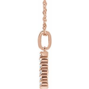 14K Rose Gold 1/5 CTW Lab-Grown Diamond Initial A 16-18" Necklace