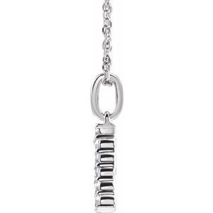 14K White Gold 1/5 CTW Lab-Grown Diamond Initial A 16-18" Necklace