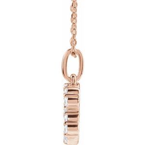 14K Rose Gold 1/4 CTW Lab-Grown Diamond Initial B 16-18" Necklace