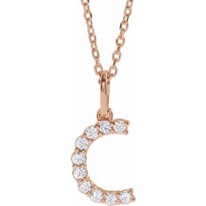 14K Rose Gold 1/6 CTW Lab-Grown Diamond Initial C 16-18" Necklace