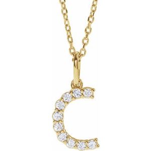 14K Yellow Gold 1/6 CTW Lab-Grown Diamond Initial C 16-18" Necklace