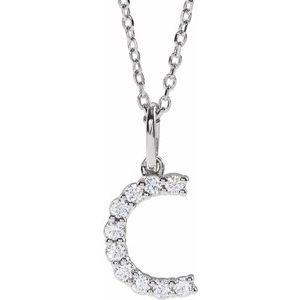 14K White Gold 1/6 CTW Lab-Grown Diamond Initial C 16-18" Necklace