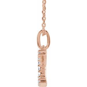 14K Rose Gold 1/6 CTW Lab-Grown Diamond Initial C 16-18" Necklace