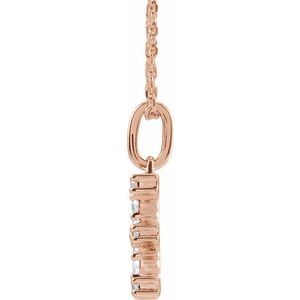14K Rose Gold 1/5 CTW Lab-Grown Diamond Initial E 16-18" Necklace