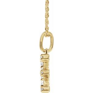 14K Yellow Gold 1/5 CTW Lab-Grown Diamond Initial E 16-18" Necklace