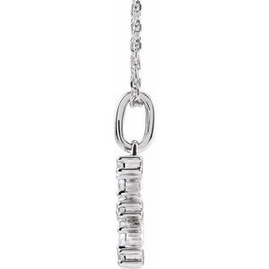 14K White Gold 1/5 CTW Lab-Grown Diamond Initial E 16-18" Necklace