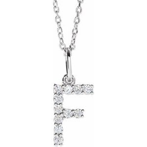 14K White Gold 1/6 CTW Lab-Grown Diamond Initial F 16-18" Necklace