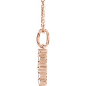 14K Rose Gold 1/6 CTW Lab-Grown Diamond Initial F 16-18" Necklace