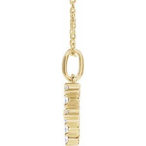 14K Yellow Gold 1/6 CTW Lab-Grown Diamond Initial F 16-18" Necklace